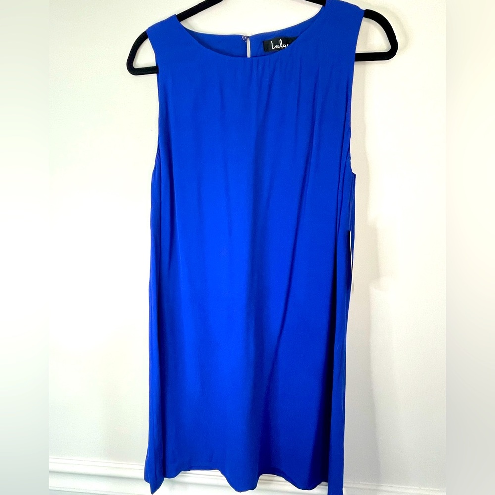 Lulu's Royal Blue Sleeveless Dress Medium-Large NEW Minimalist Classic d34